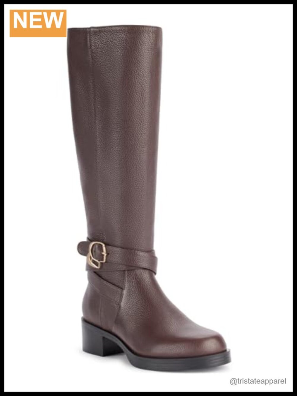 Karl Lagerfeld Claremont Ankle Riding Boot Leather Block Heel Zip